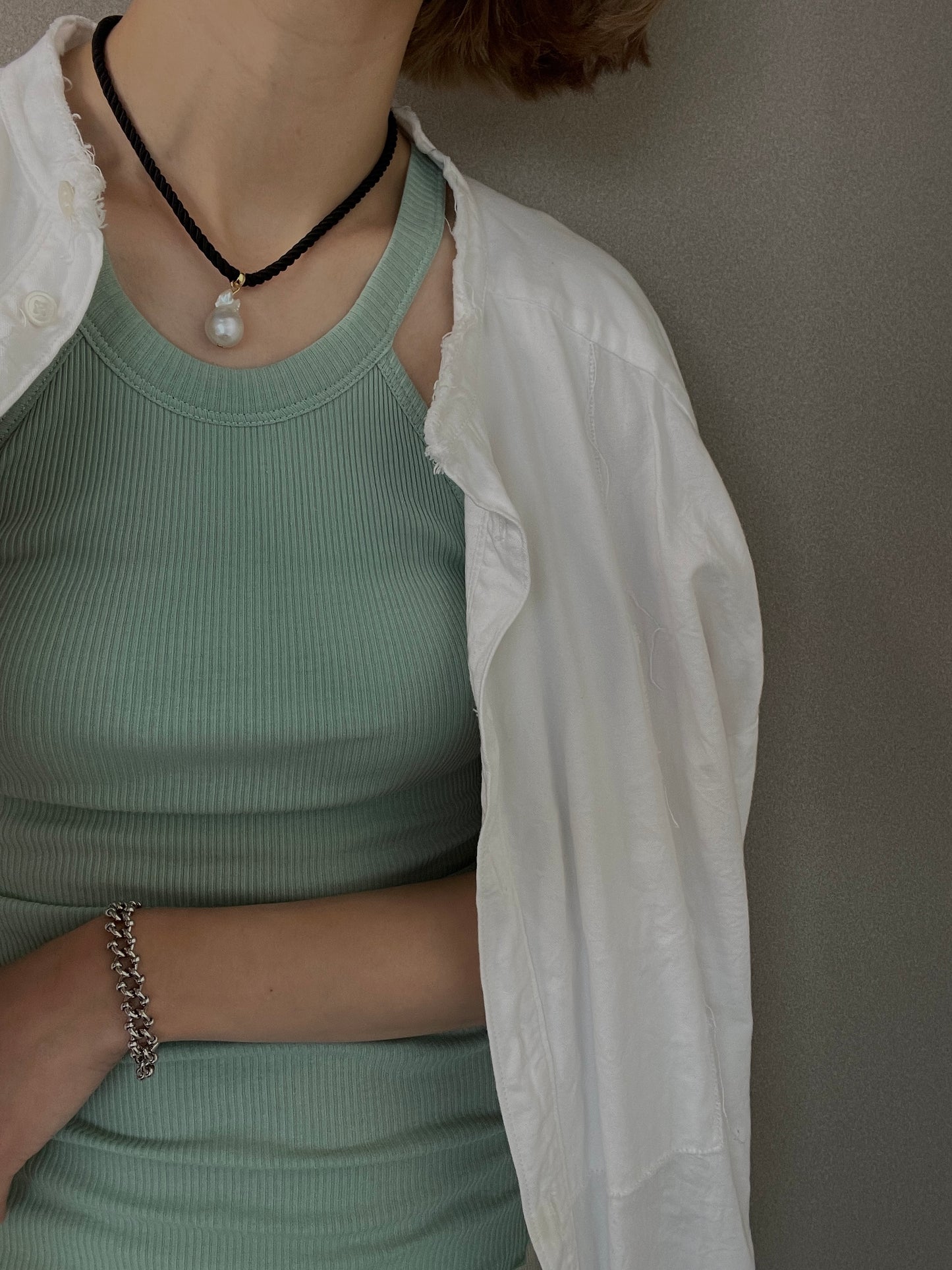 baroque pearl cord necklace